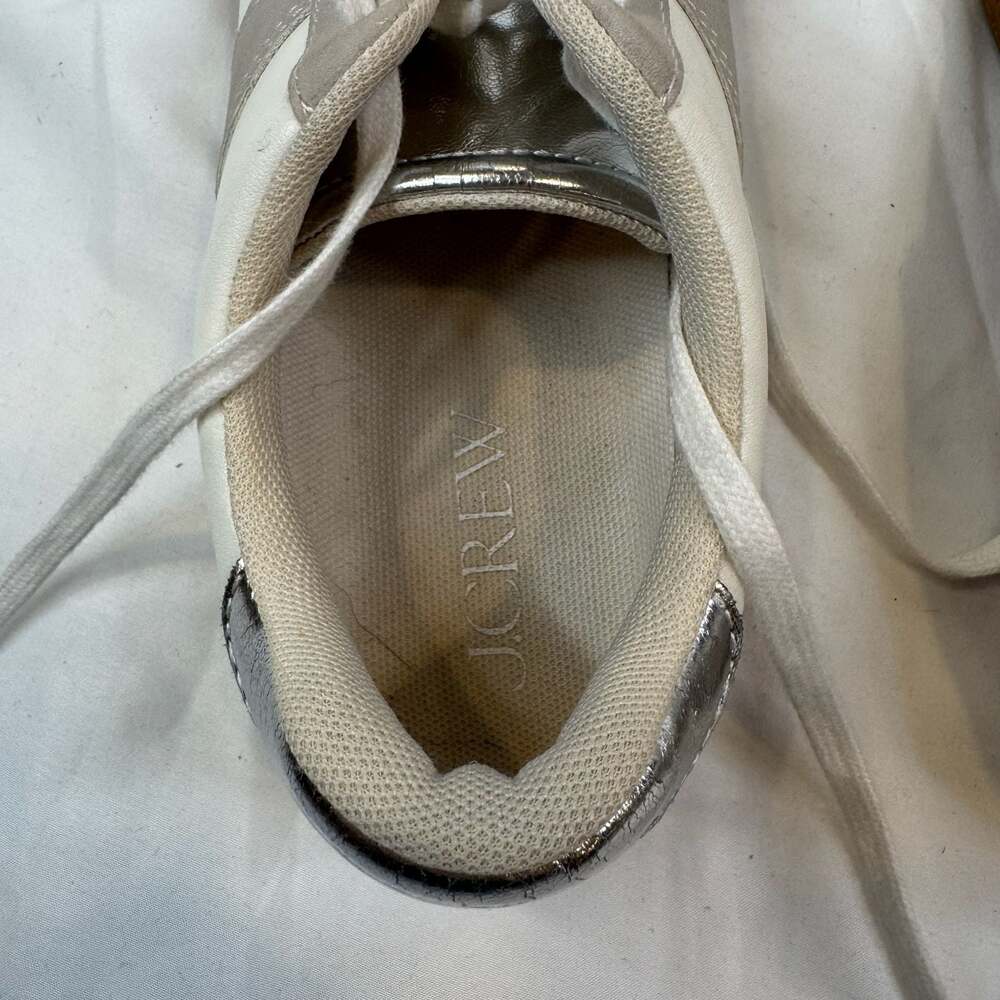J.Crew Field Sneakers White Suede Metallic Silver Size 8 BT984 - Picture 9 of 10